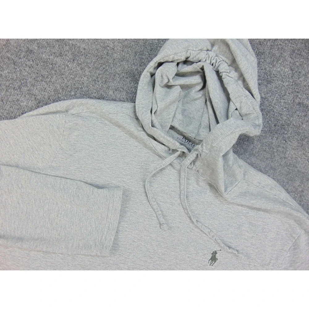 Polo Ralph Lauren Hoodie Mens‎ Med Gray Solid Pullover Long Sleeve Pony Logo Tee